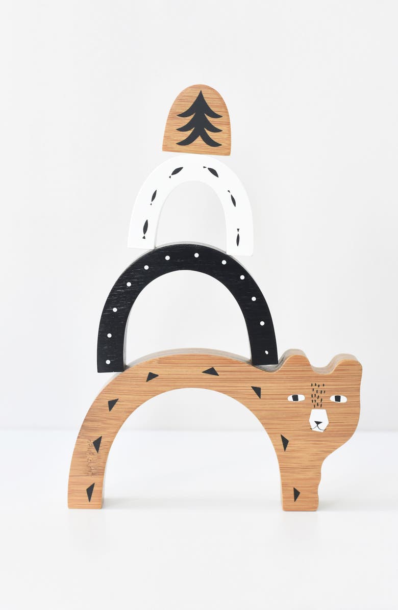 Wee Gallery Woodland Nesting Blocks and Wooden Nesting Bear Bundle, Alternate, color, Woodland