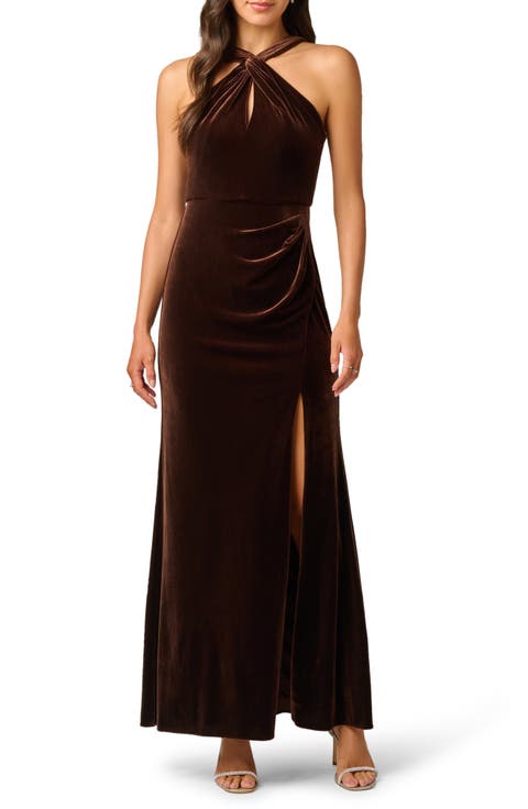 Velvet Keyhole Halter Mermaid Gown