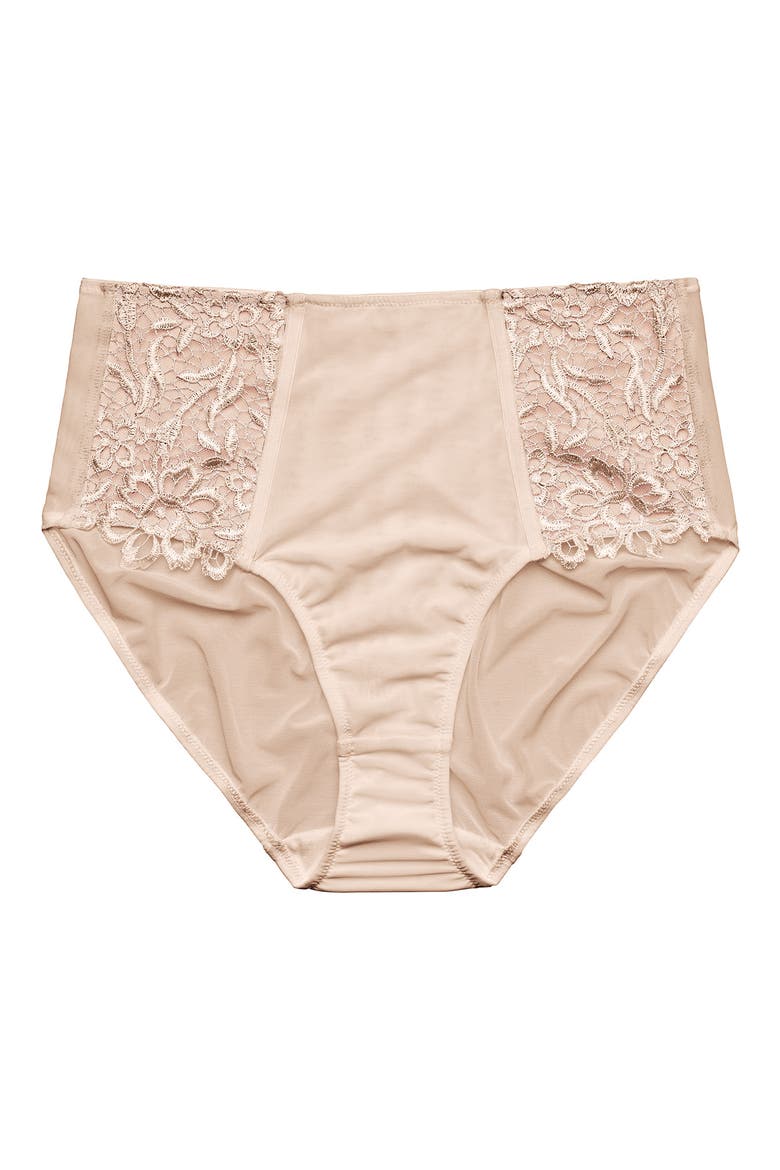 Dahlia High Cut Panties, Alternate, color, CREME CARAMEL