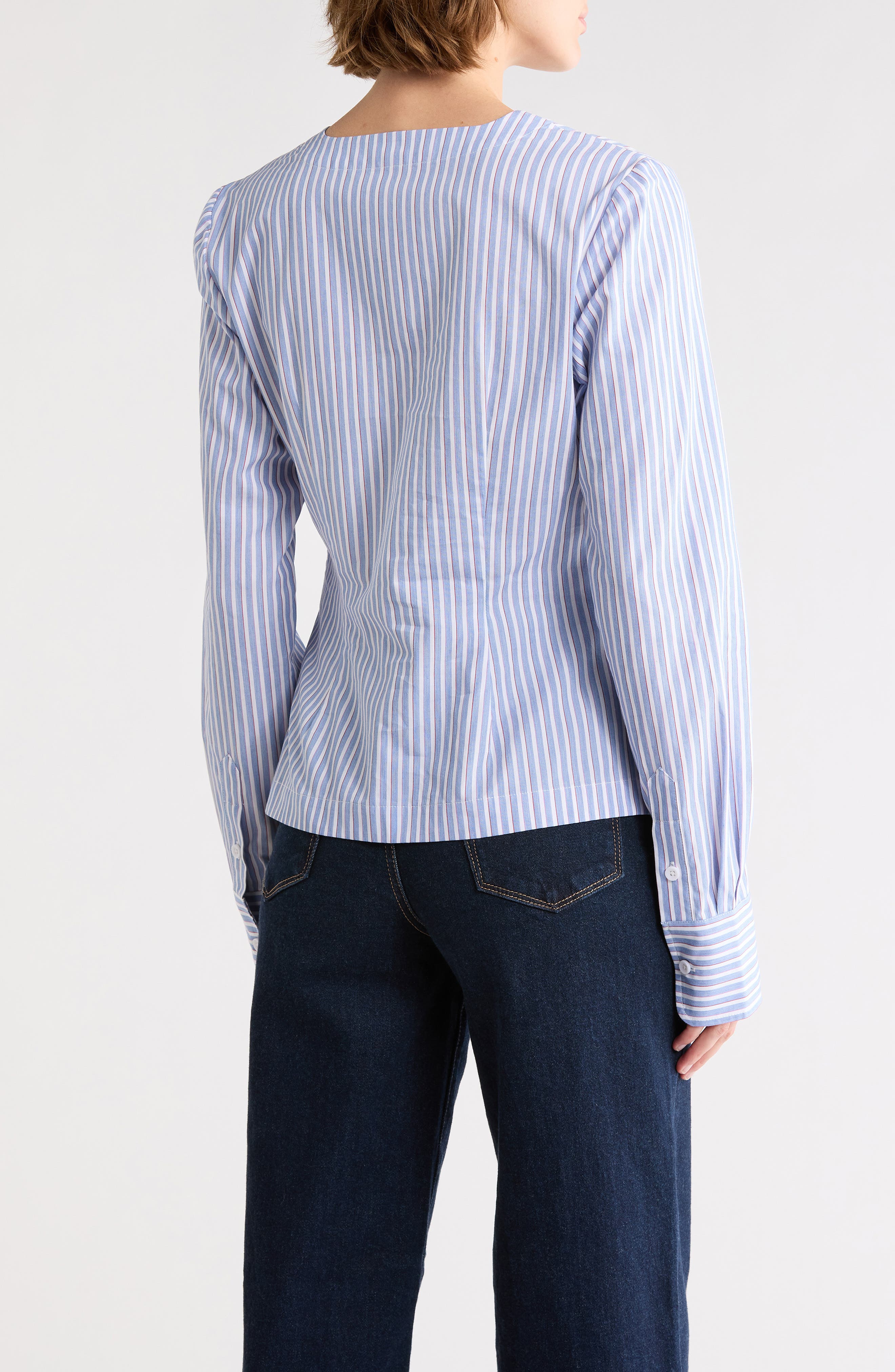 Poplin Ruched Striped Shirt - image 2