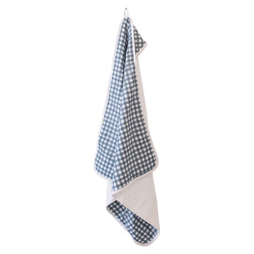 Lulujo Hooded Towel In Navy Gingham