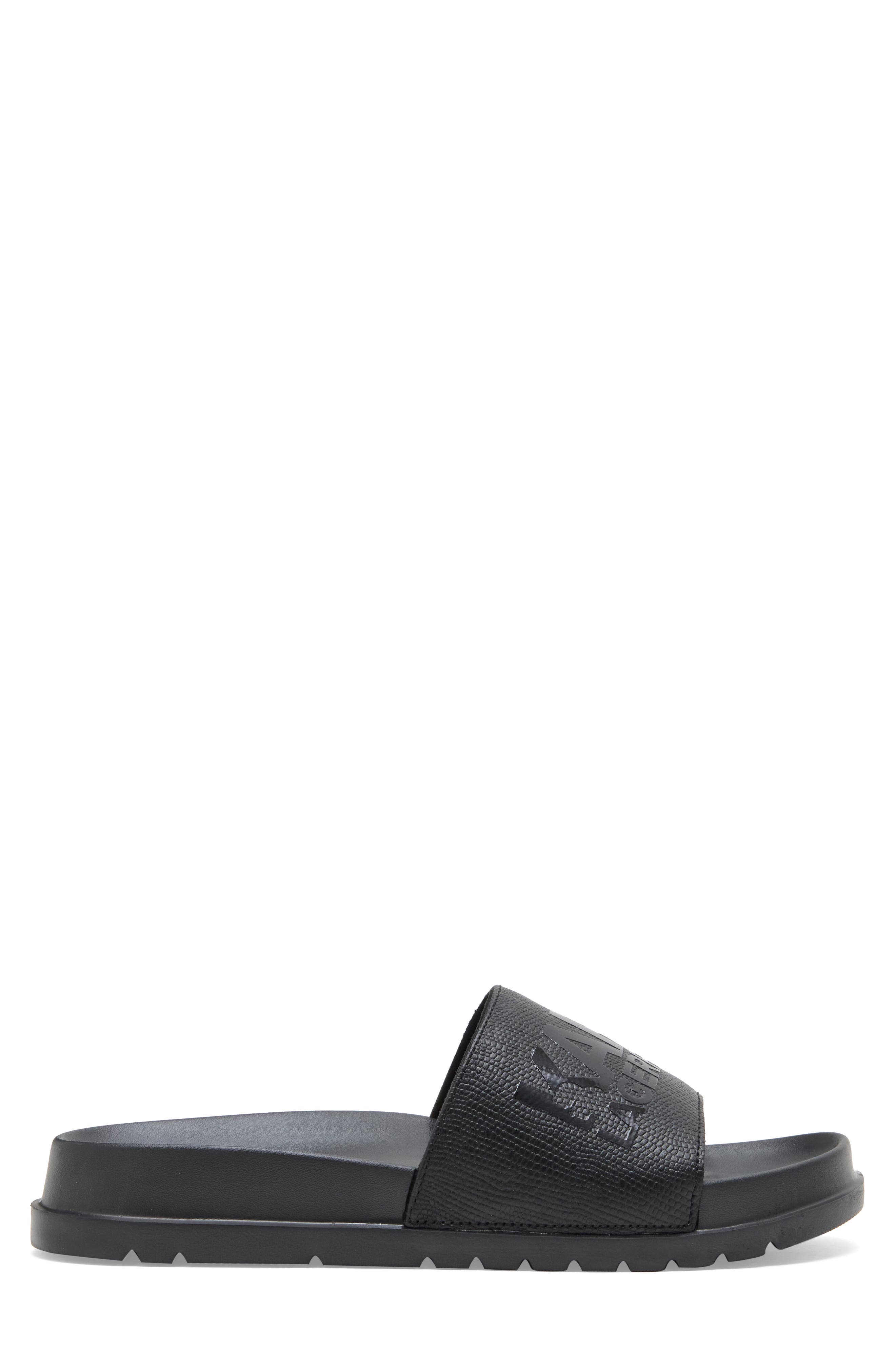 Calemir Faux Leather Slide Sandal, Alternate, color, BLACK
