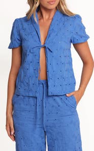 Petal & Pup Ksenia Eyelet Embroidered Tie Front Cotton Top