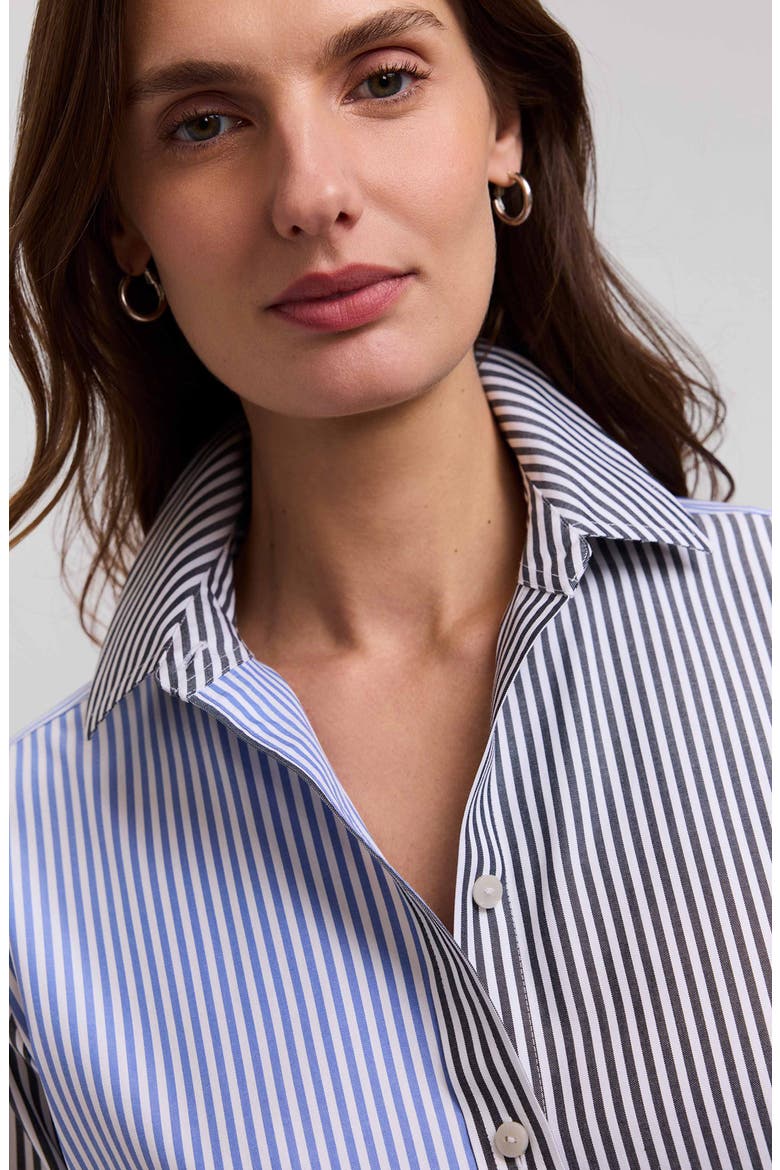 Meghan Colorblock Stripe Cotton Button-Up Shirt, Alternate, color, BLUE/ MULTI
