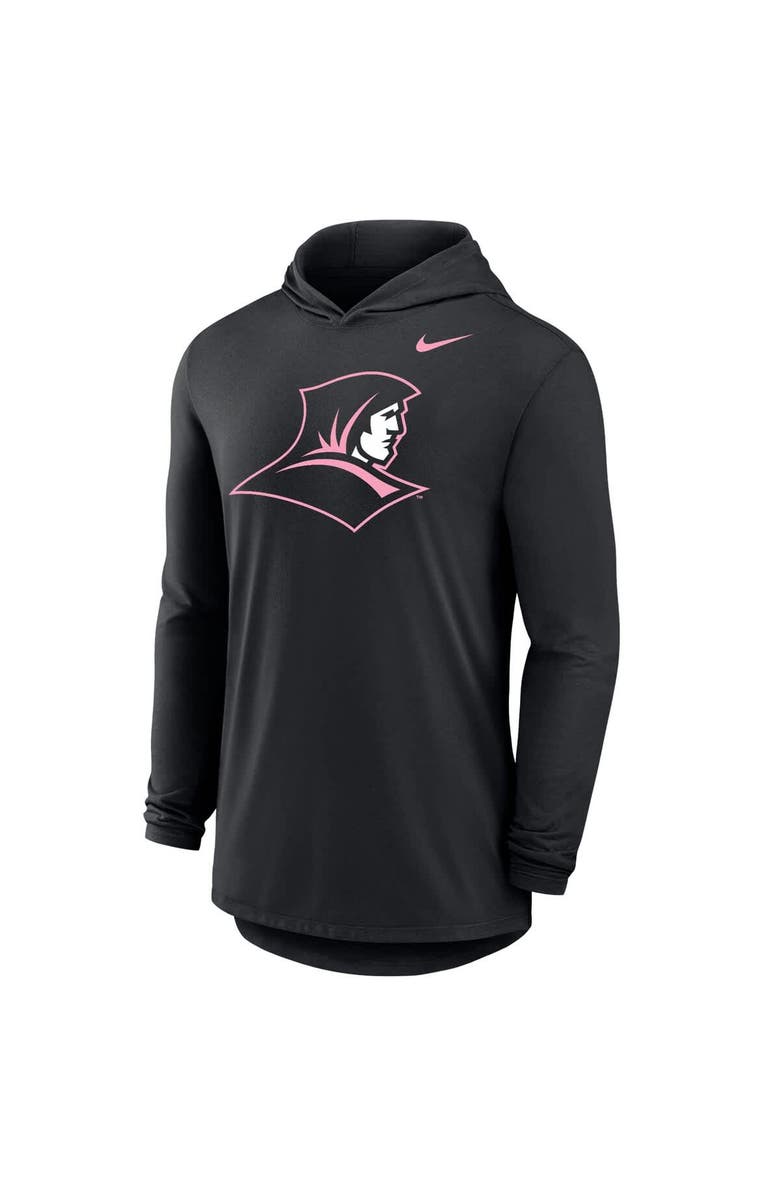 Nike Men's Nike Black Providence Friars Pink Out Tri-Blend Performance Long Sleeve Hooded T-Shirt, Alternate, color, Black