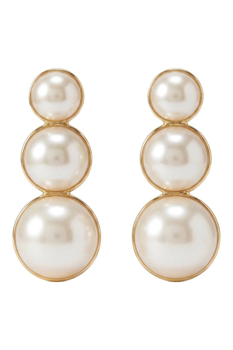 Arya Pearl Tier Earrings, Main, color, Gold