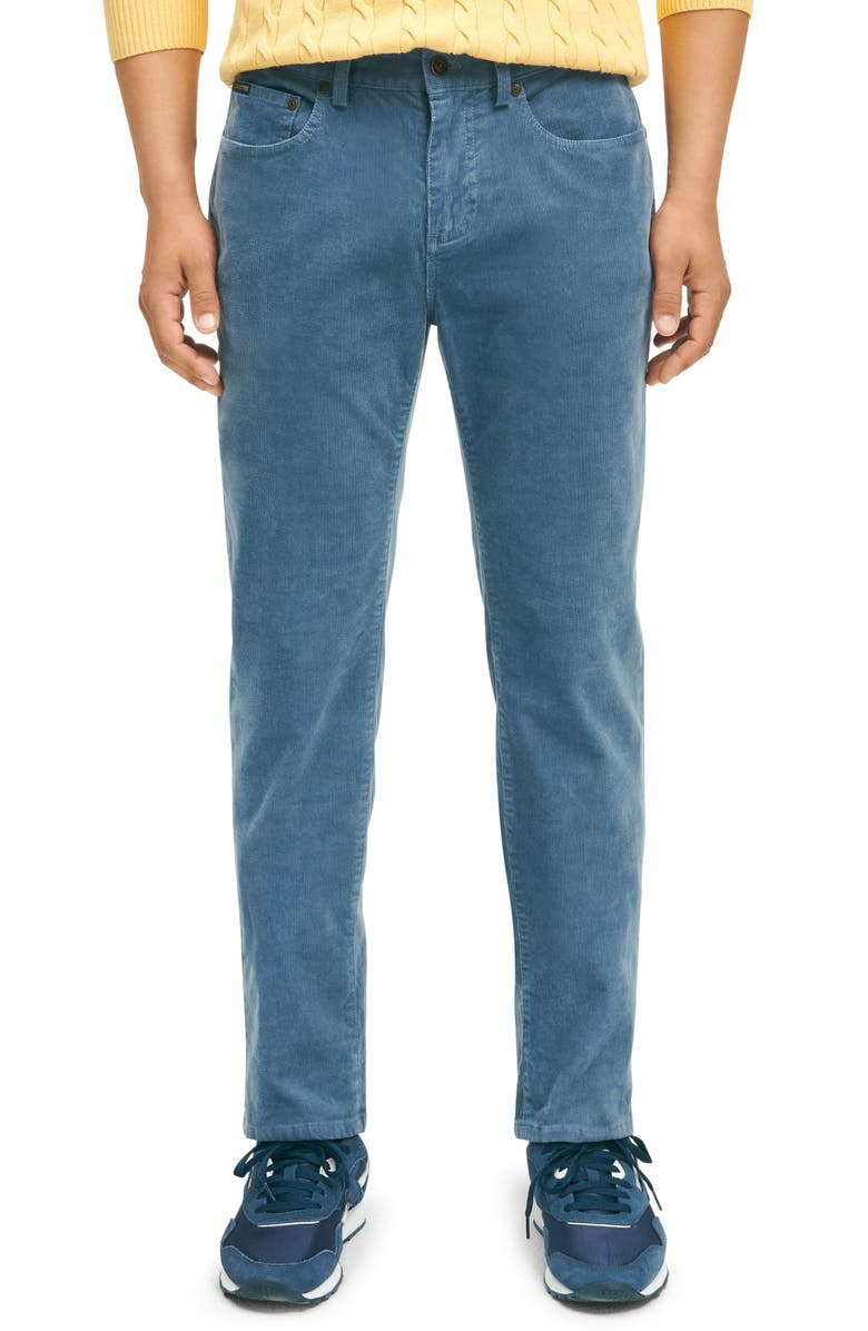 Brooks Brothers Stretch Cotton Corduroy Five Pocket Pants, Main, color, China Blue