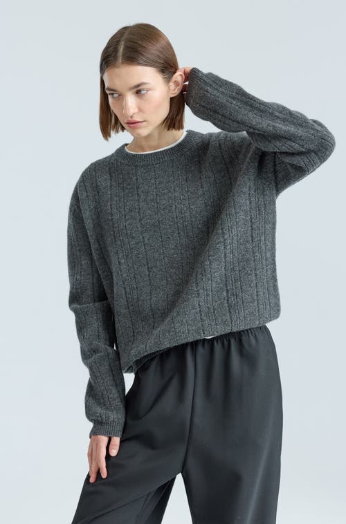 Almina Concept Ribbed Wool Crewneck Sweater In Gray
