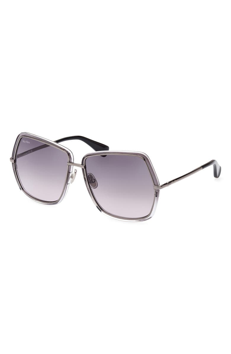 Max Mara 61mm Gradient Geometric Sunglasses, Alternate, color, Shiny Dark Ruth/ Grad Smoke