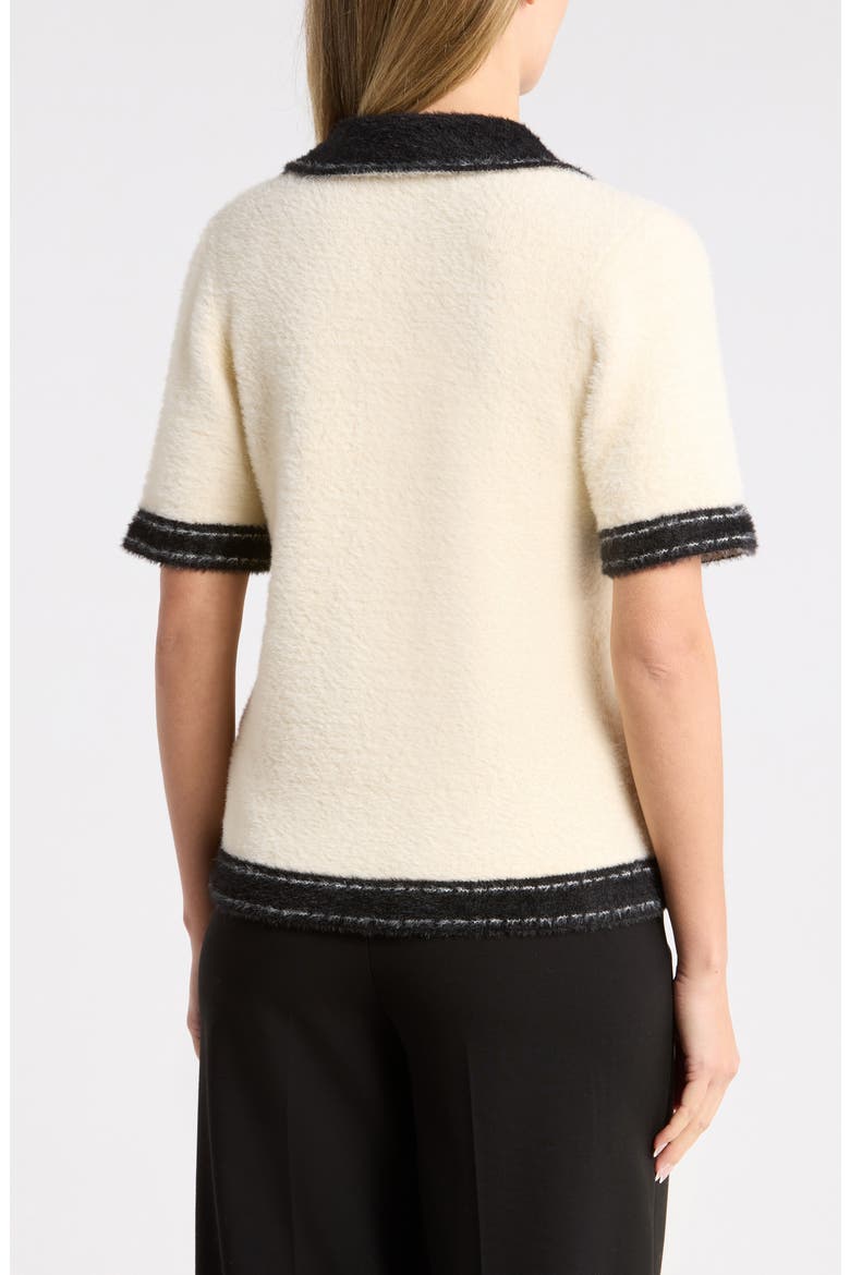 Two-Tone Cardigan Sweater, Alternate, color, CREAM/ BLACK