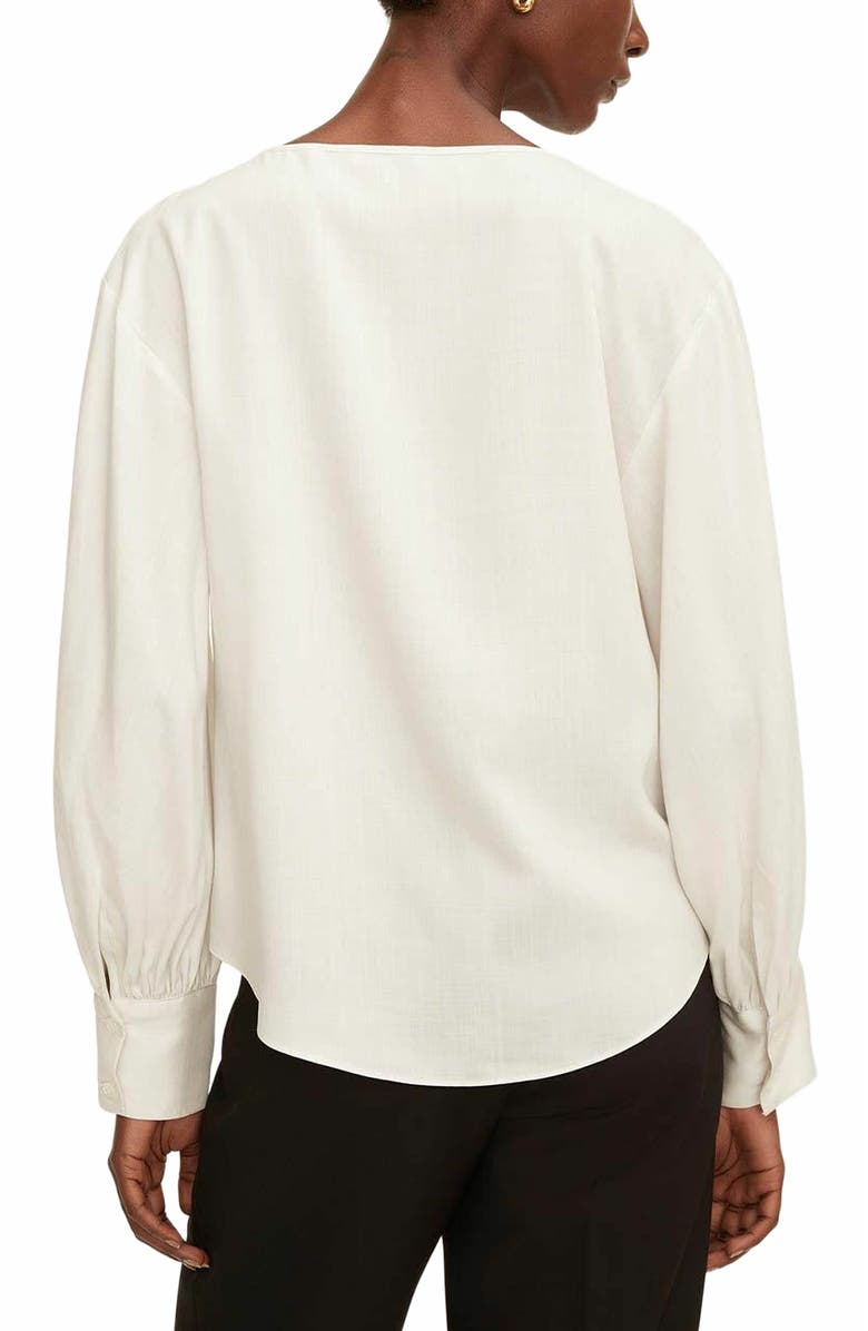 Rebecca Taylor Drawstring Long Sleeve Blouse, Alternate, color, Snow