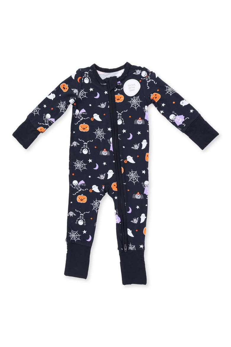 Kids' Halloween Skeleton Buddies Romper, Main, color, BLACK