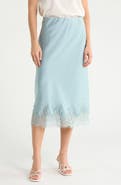 Renee C Lace Hem Satin Midi Skirt