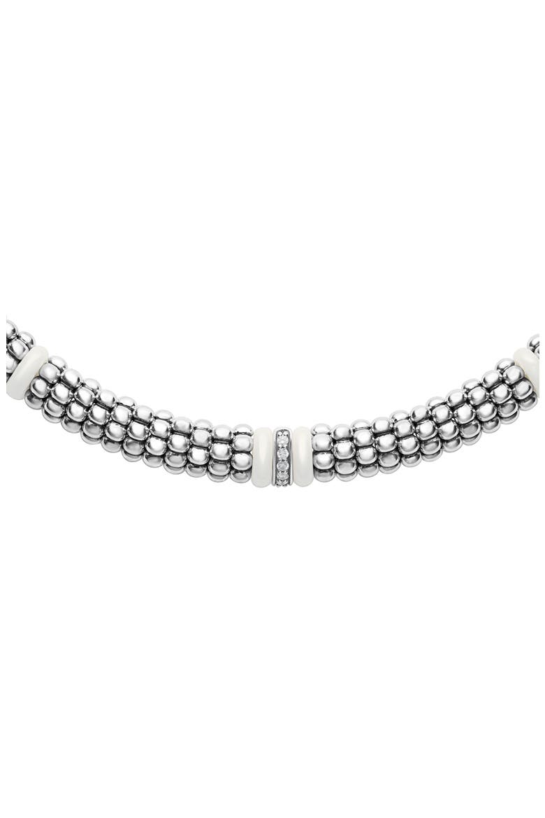 White Caviar Pavé Diamond Collar Necklace, Alternate, color, SILVER/ DIAMOND