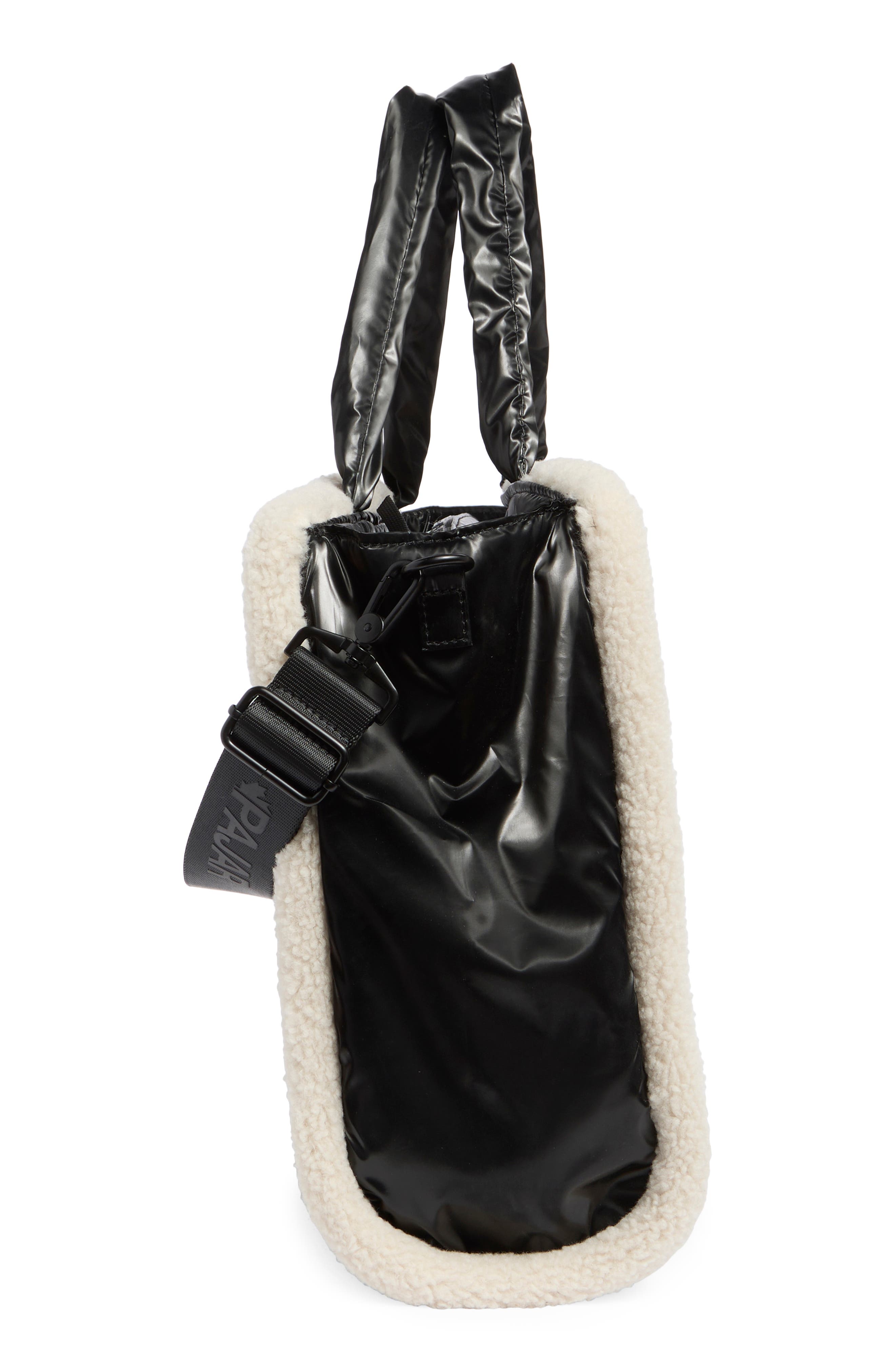Pajar Quilted Faux Shearling Trim Tote Bag, Alternate, color, 