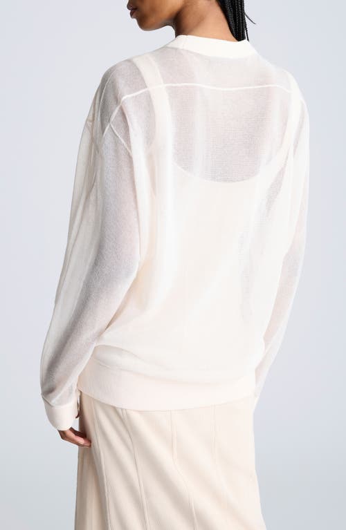 Kenneth Cole Sheer Oversized Crewneck Sweatshirt In Oyster