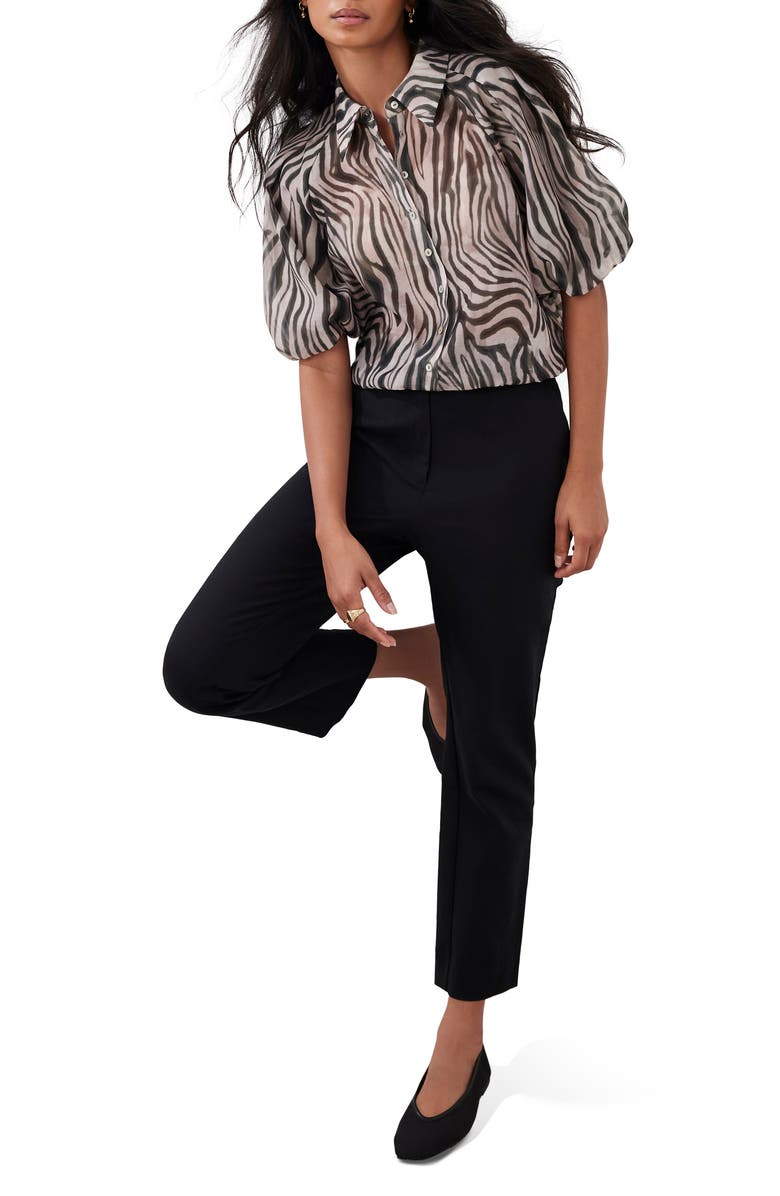 MINT VELVET Zebra Print Shirt, Alternate, color, Khaki