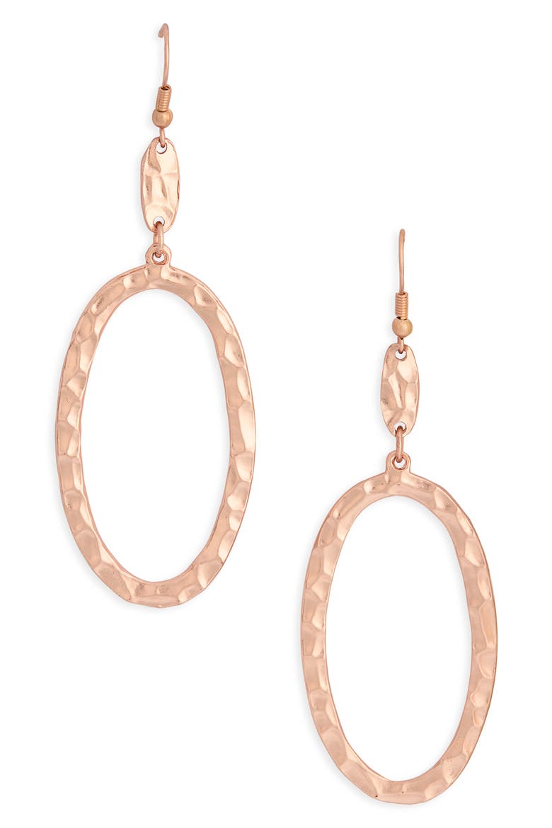 Oval Drop Earrings, Main, color, ROSE GOLD