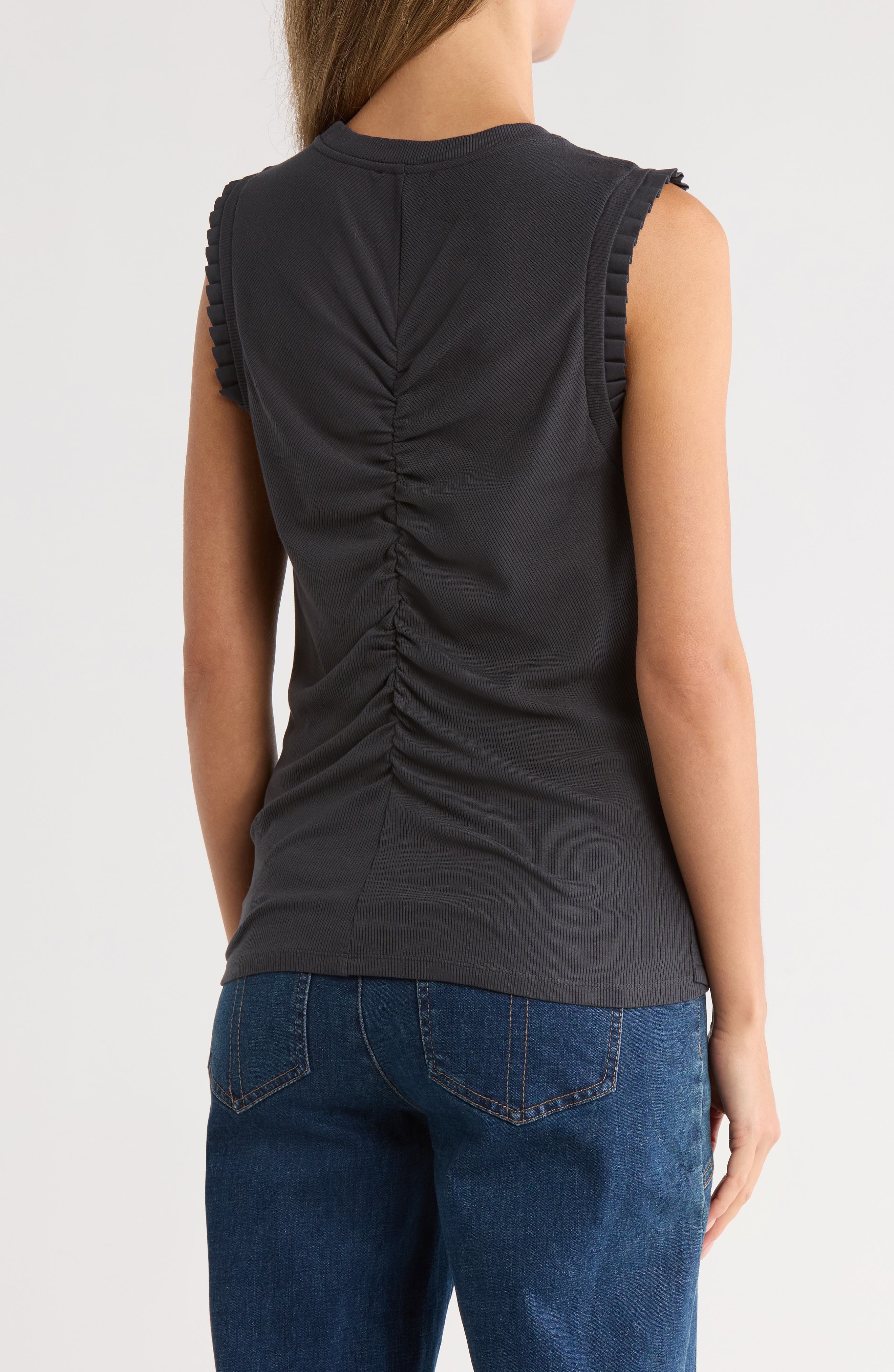 Ruched Rib Mixed Media Knit Top - image 4