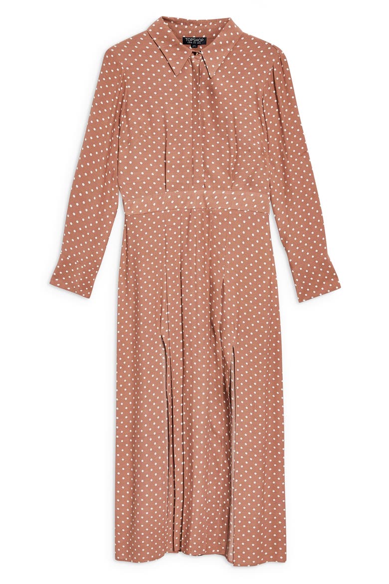 Spot Pleat Shirtdress, Alternate, color, RUST