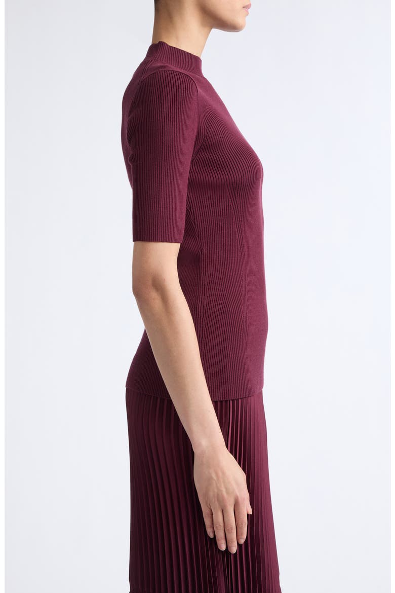 Rib Mock Neck Sweater, Alternate, color, AUBERGINE