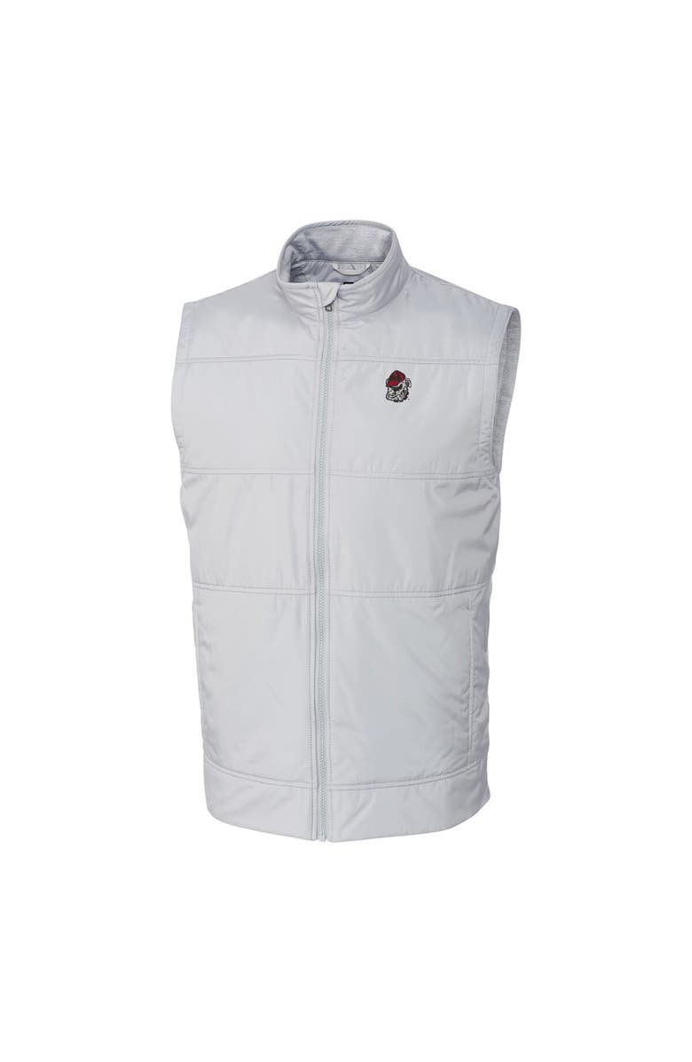 Cutter & Buck Men's Cutter & Buck Gray Georgia Bulldogs Big & Tall Stealth DryTec Full-Zip Vest, Main, color,
