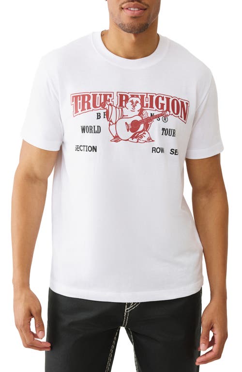 True Religion Men's Arched World Tour Logo T-shirt In White