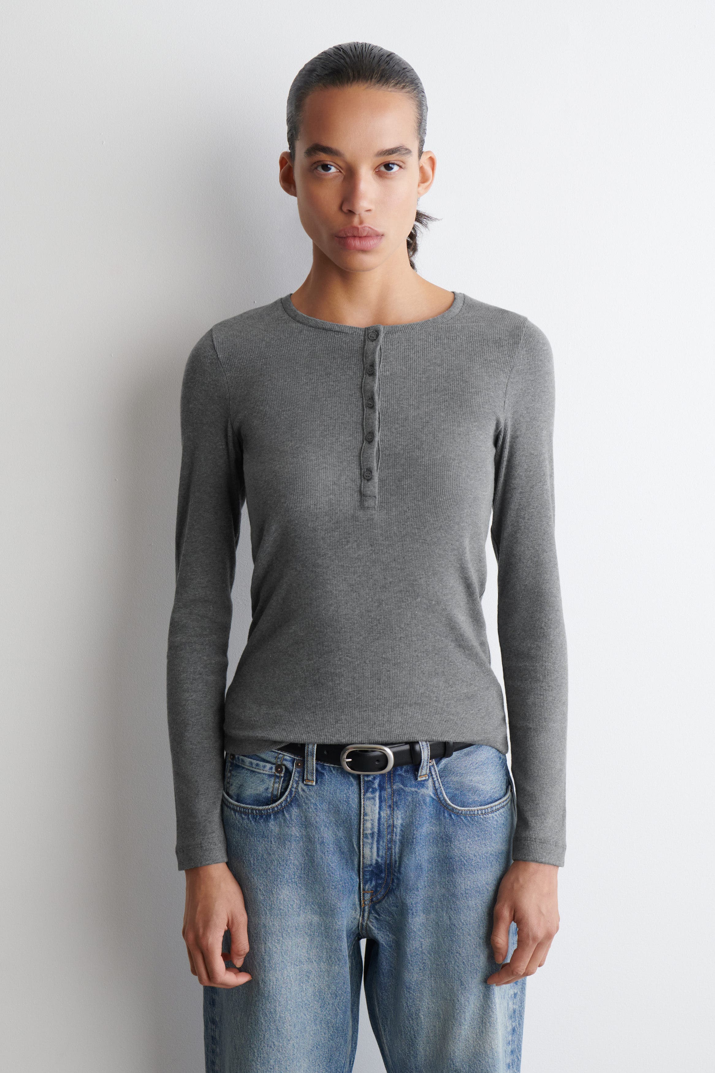 Long-Sleeved Henley Top