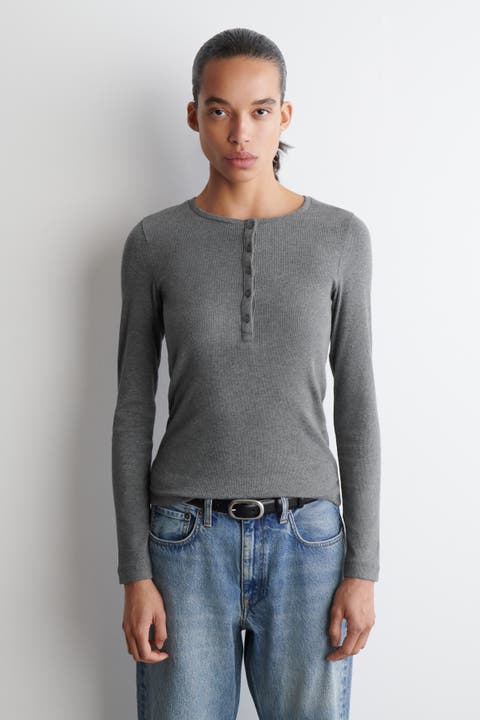 Long-Sleeved Henley Top