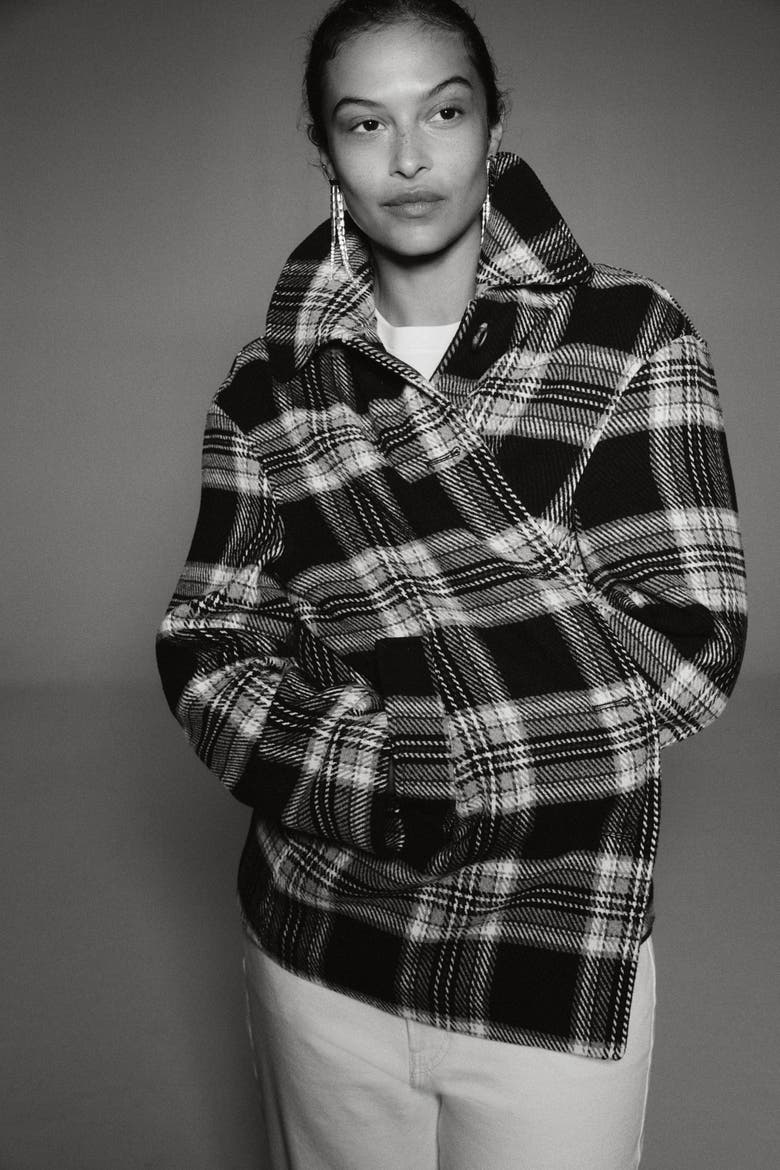 Oversized Coat, Main, color, Black/plaid