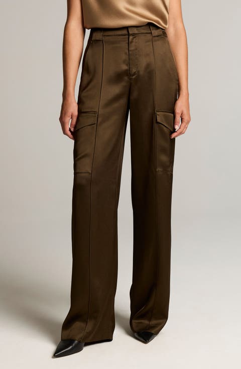 High Waist Satin Utility Pants