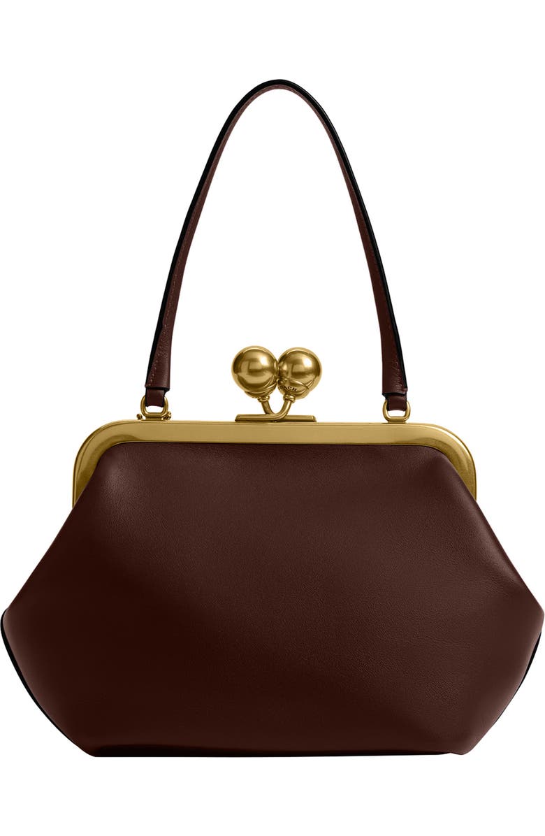COACH Kisslock Frame Leather Bag, Alternate, color, B4/Maple