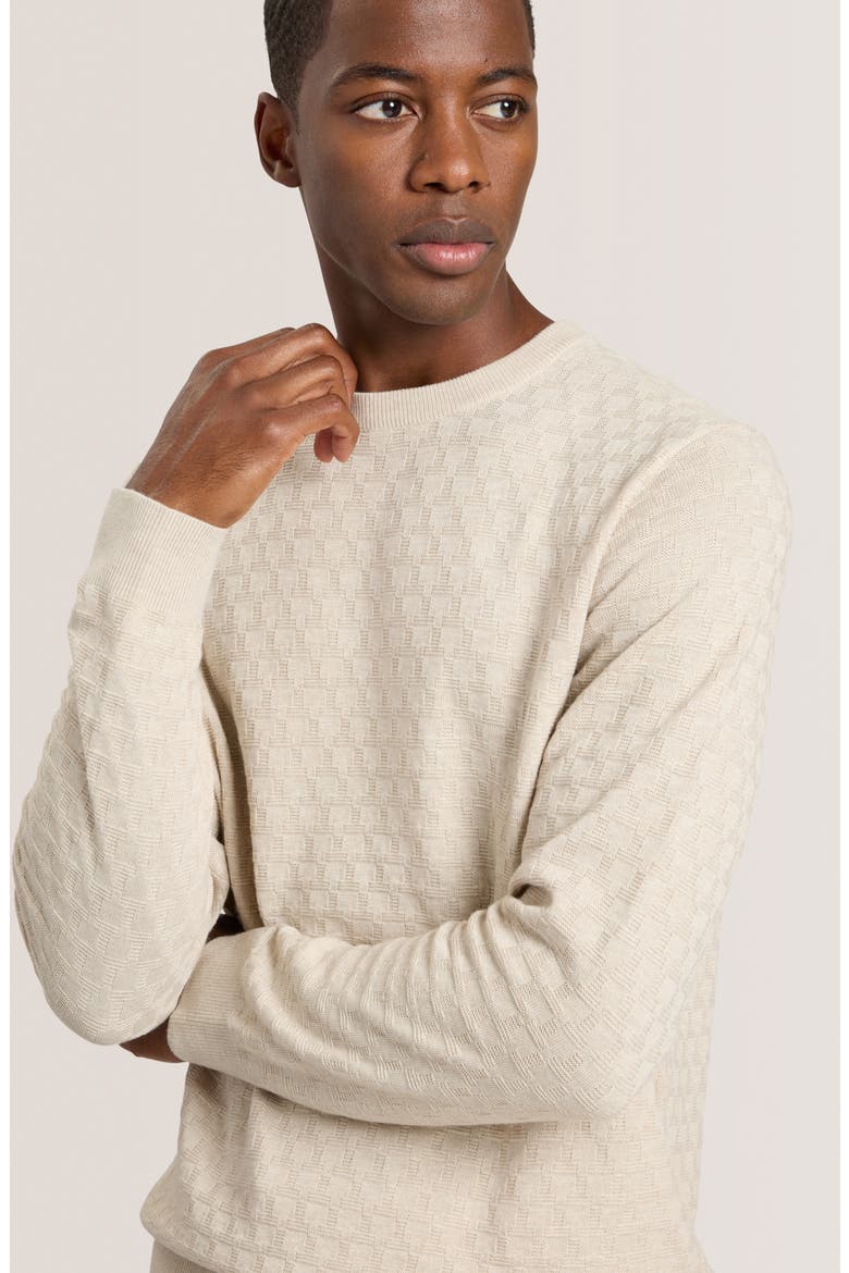 'T' Stitch Crewneck Sweater, Alternate, color, EGRET HEATHER