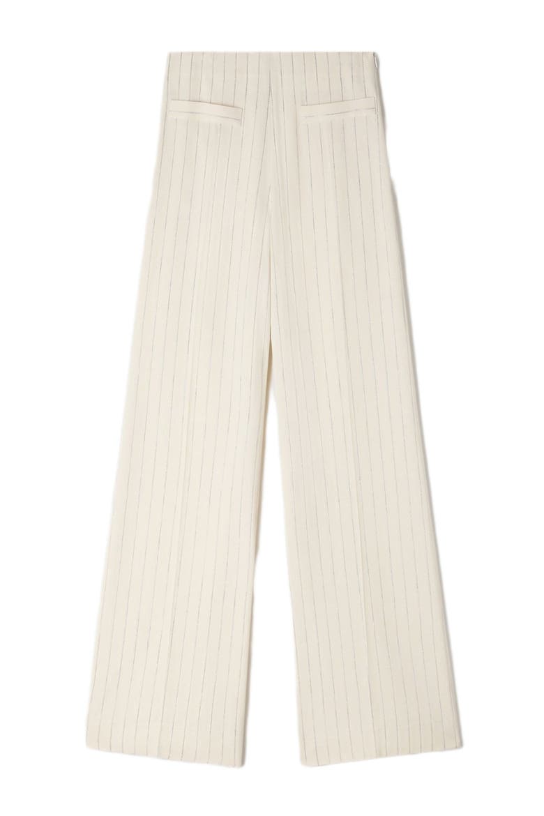 Striped trousers, Alternate, color, Ecru / silver