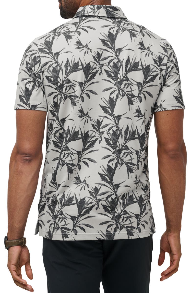 TravisMathew Featherweight Coast Leaf Print Piqué Polo, Alternate, color, Vanilla Ice