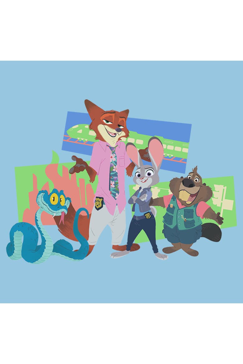Boy's Zootopia 2 Judy Hopps and Friends  Graphic T-Shirt, Alternate, color, Light Blue