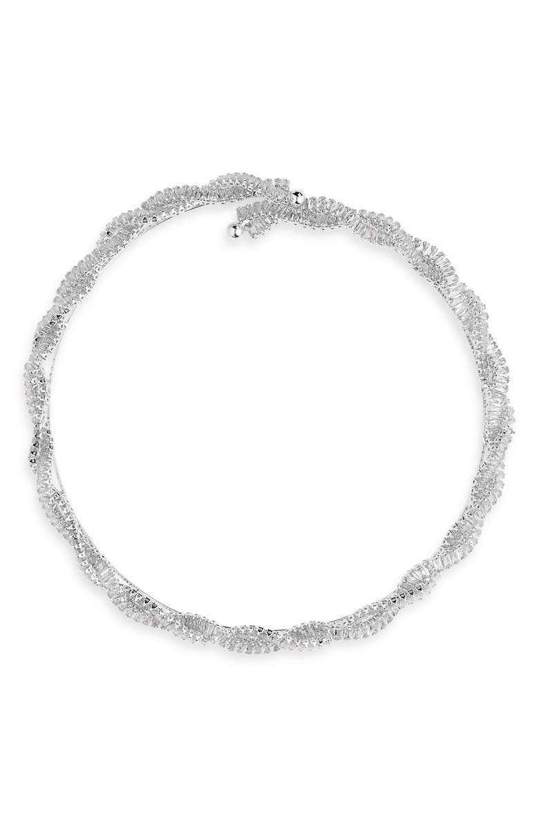 Tasha Cubic Zirconia Twisted Choker Necklace, Main, color, Silver Cz