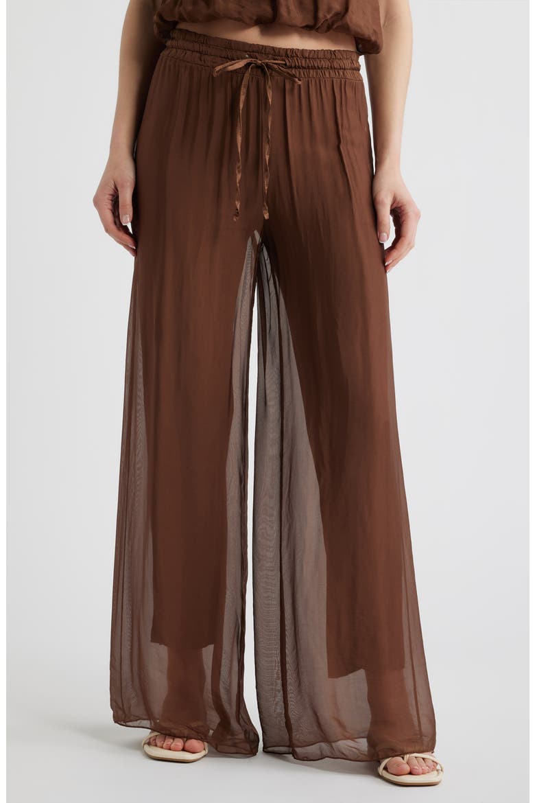 Strada Wide Leg Drawstring Pants, Main, color, CHOCOLATE