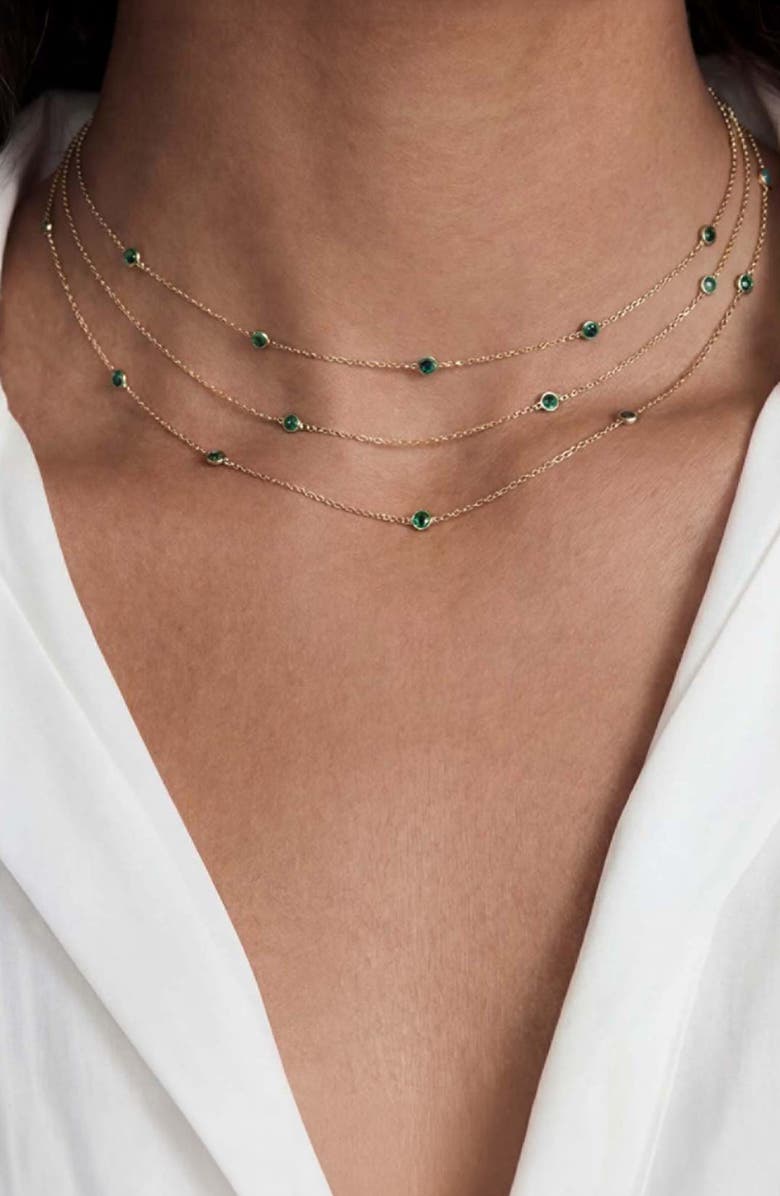 Ettika Crystal Station Layered Necklace, Alternate, color, Green