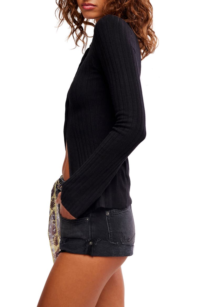 East Side Rib Cardigan, Alternate, color, BLACK
