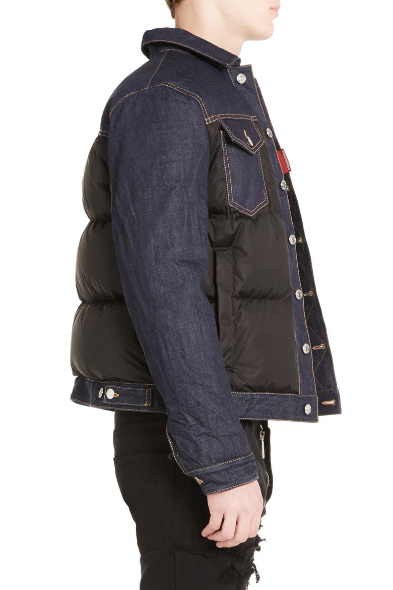 Mixed Media Quilted Denim Jacket, Alternate, color, BLACK/ DENIM