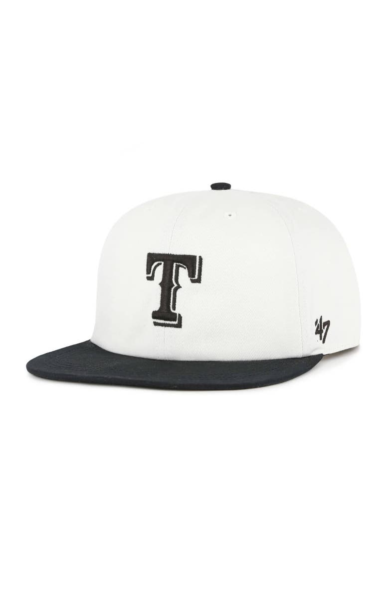 '47 Men's '47 White/Black Texas Rangers Foundation Captain Snapback Hat, Alternate, color, 