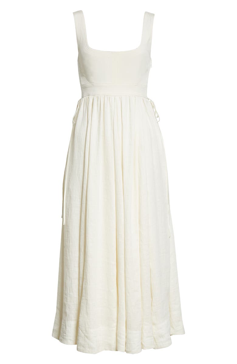 La Ligne Smocked Sleeveless Silk & Linen Maxi Dress, Alternate, color, 