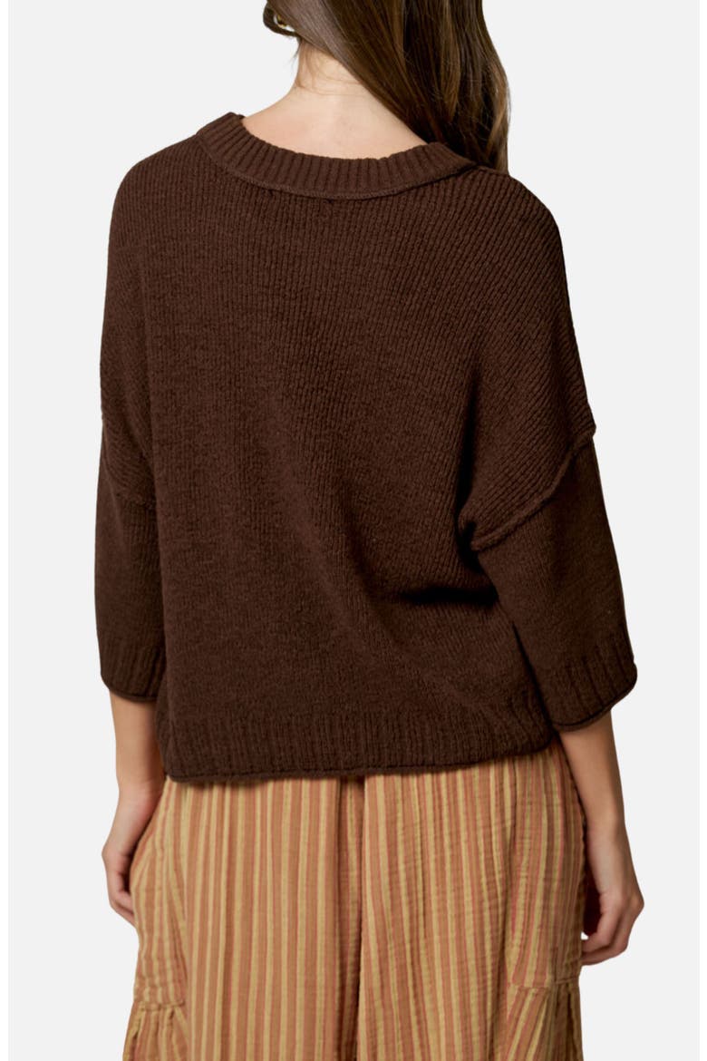 Raw Edge Drop Shoulder Sweater, Alternate, color, CHOCOLATE BROWN