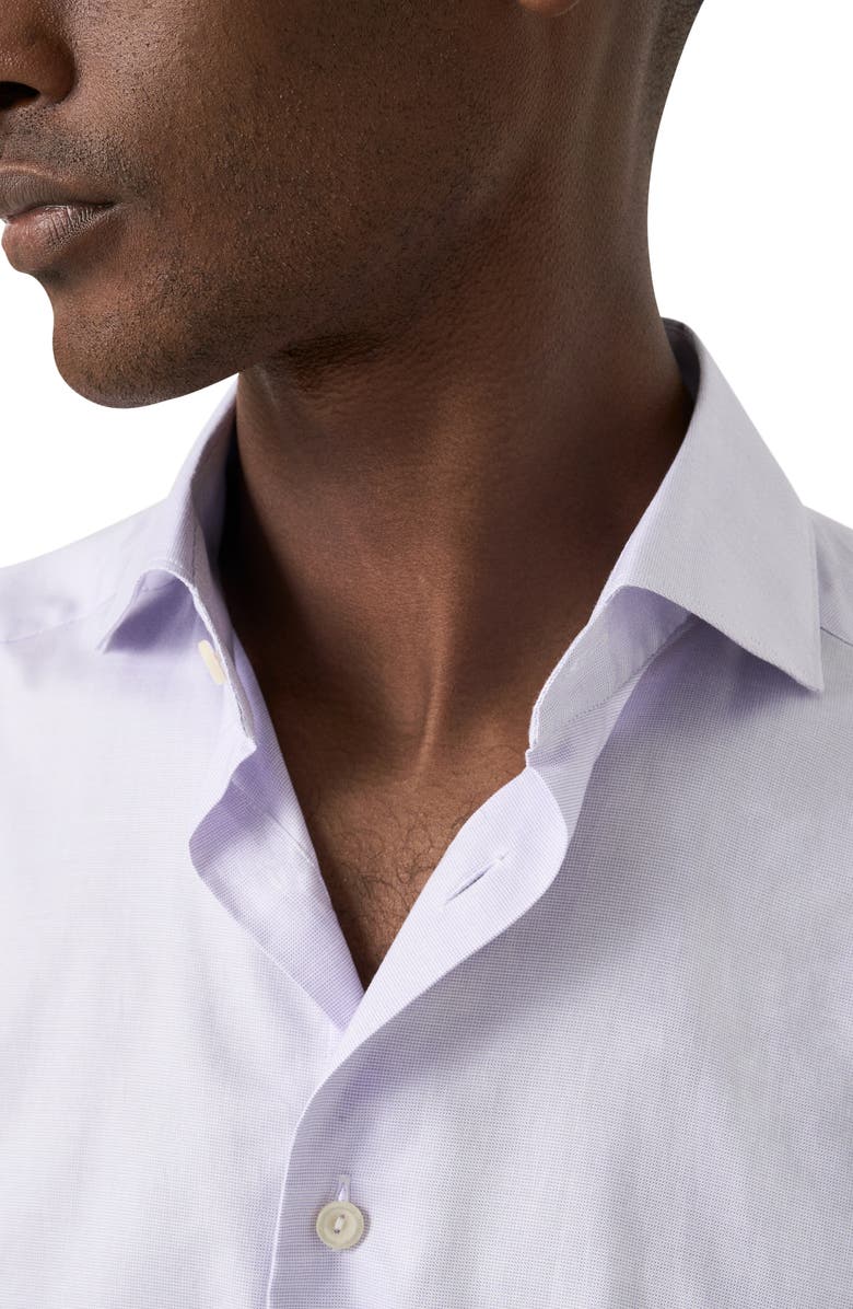 Eton Contemporary Fit Light Purple Microcheck Cotton Dobby Dress Shirt, Alternate, color, Light Purple
