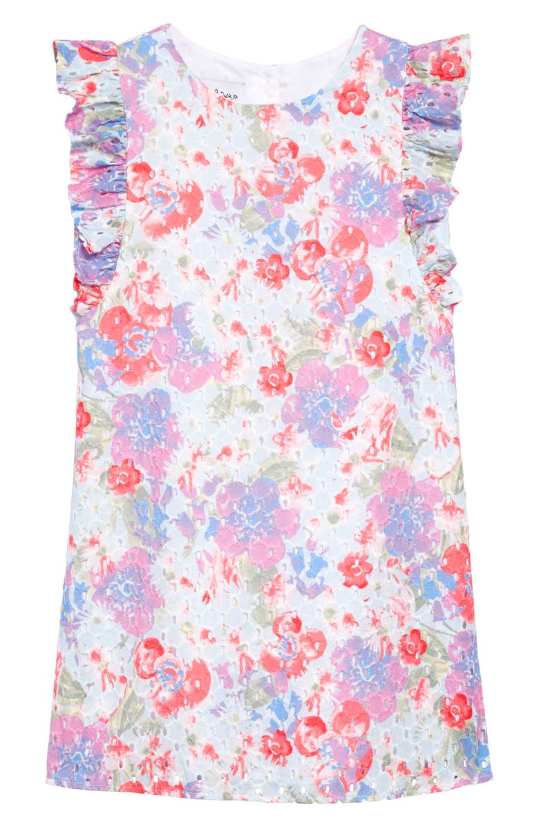 Pippa & Julie Floral Print Eyelet Shift Dress, Main, color, 