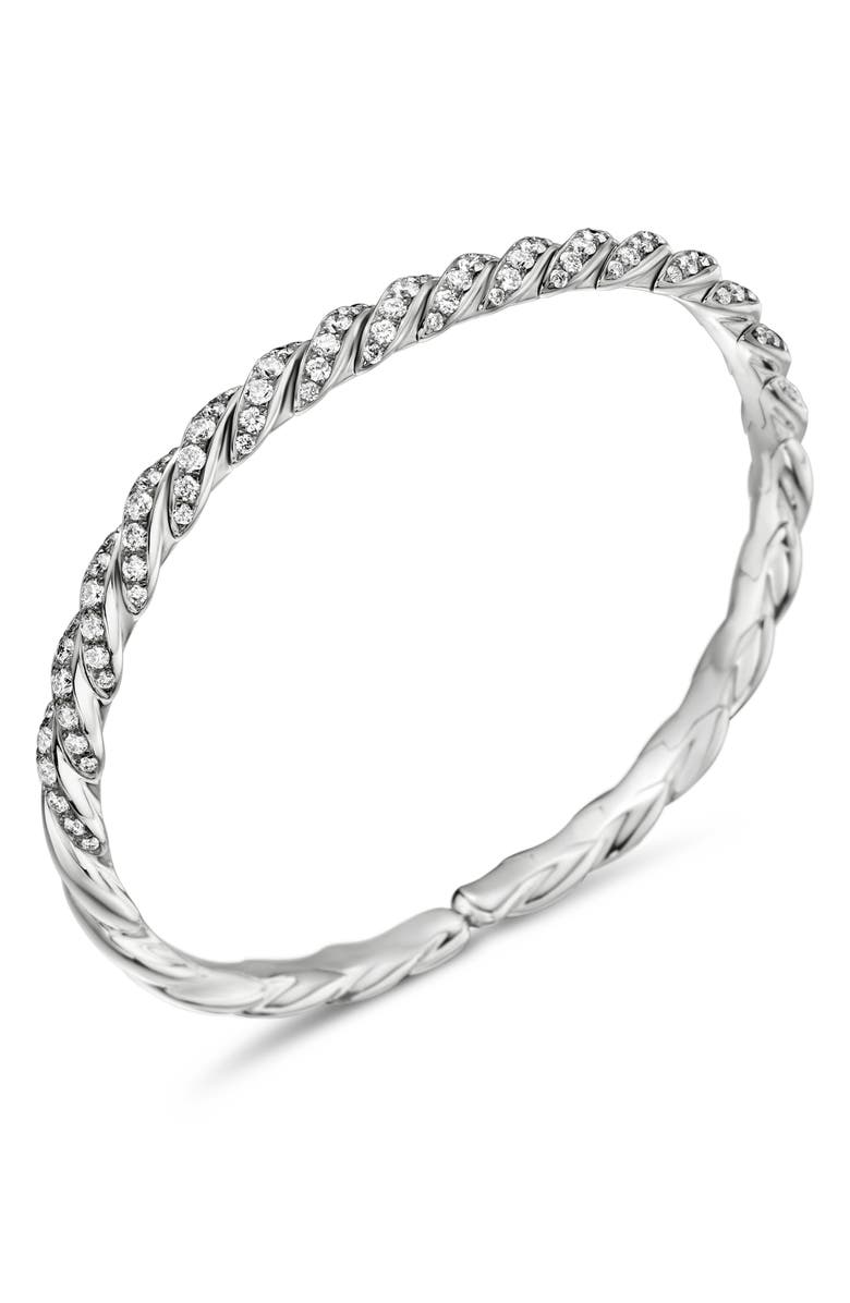 David Yurman Paveflex Bracelet with Diamonds in White Gold, 5mm, Alternate, color, Silver