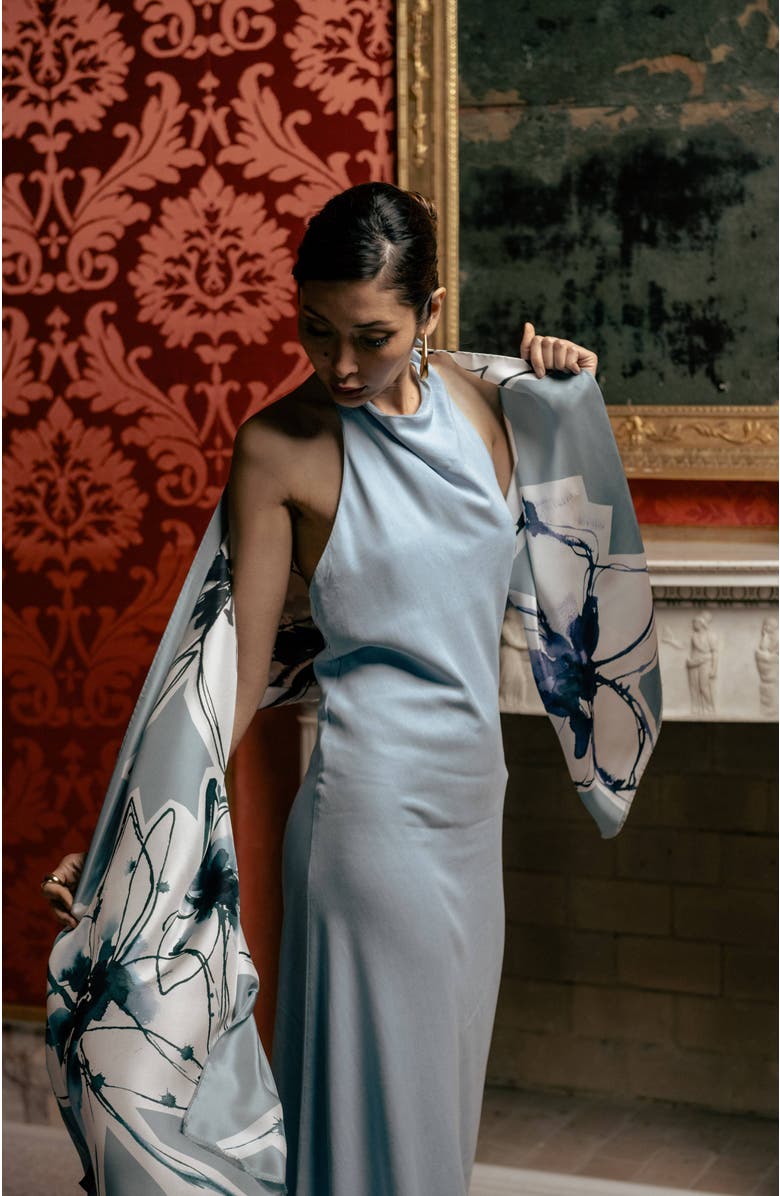 Elizabetta Mara - Long Silk Scarf for Women, Alternate, color, Dusty Blue