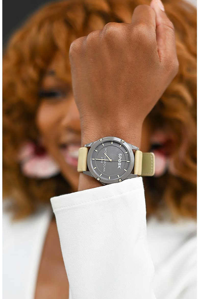 Iced Mocha Leather Strap Watch, 44mm, Alternate, color, SUBTLE TAUPE