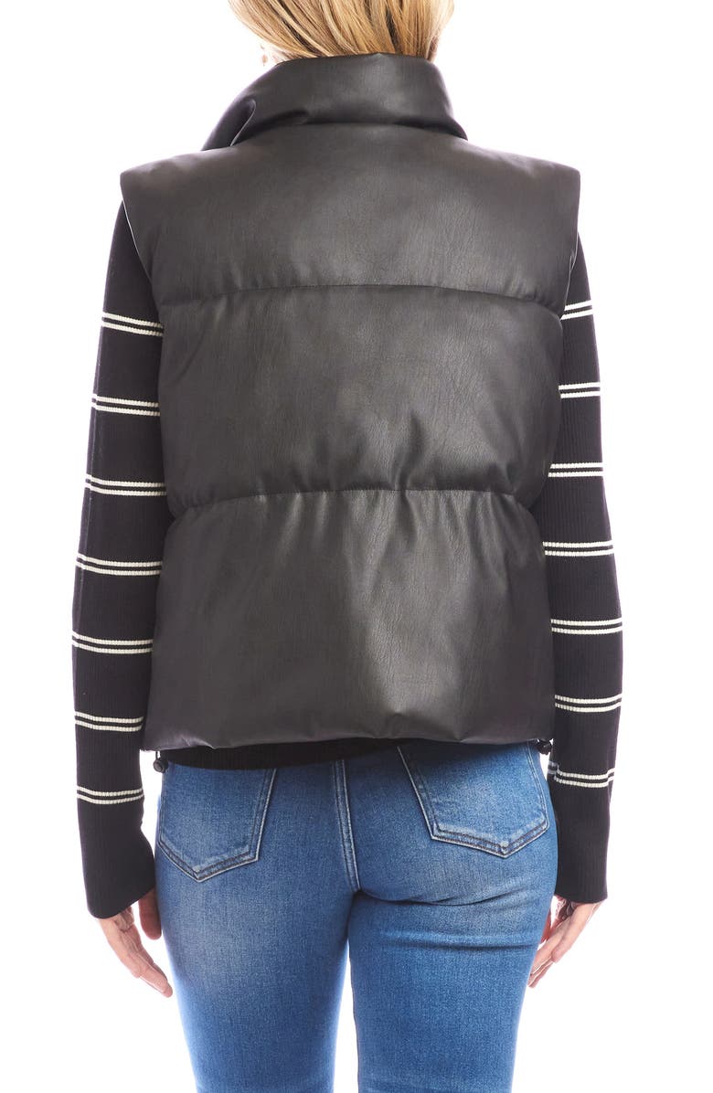 Karen Kane Quilted Faux Leather Puffer Vest, Alternate, color, Black